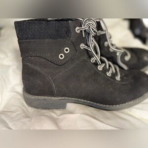 Black Suede Lace-Up Boots